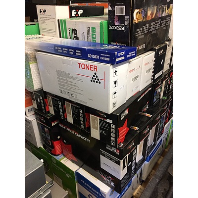 Bulk Pallet Lot of 70+ Mixed Toner Ink Cartridges Boxed and New