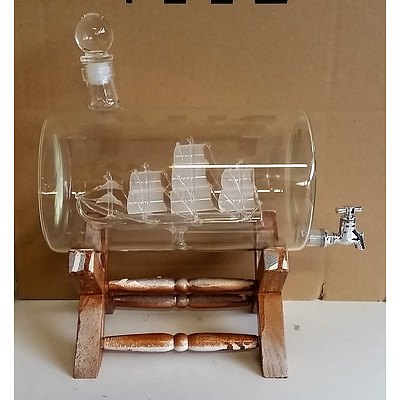 Hand-blown Glass Boat Inside a Jar