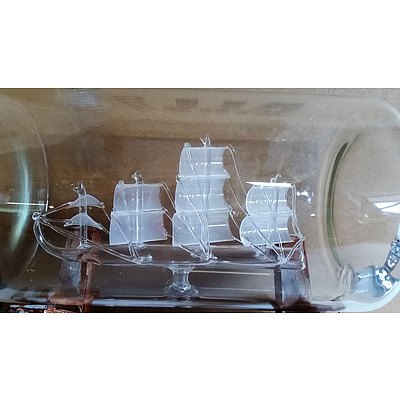 Hand-blown Glass Boat Inside a Jar