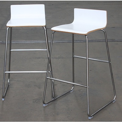 Ikea Sebastian White PlyTimber Bar Stools - Set of 2