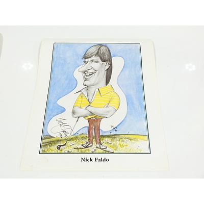Five Tony Rafty Lithograph Caricatures, Including Steve Elkington, Jack Nicklaus and More