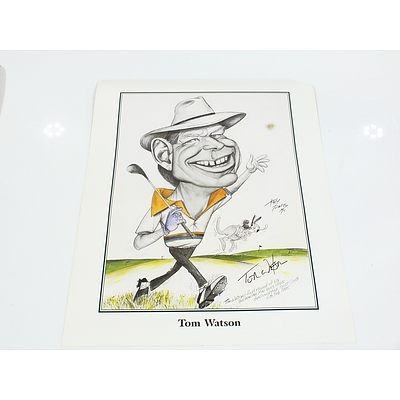 Five Tony Rafty Lithograph Caricatures, Including Steve Elkington, Jack Nicklaus and More