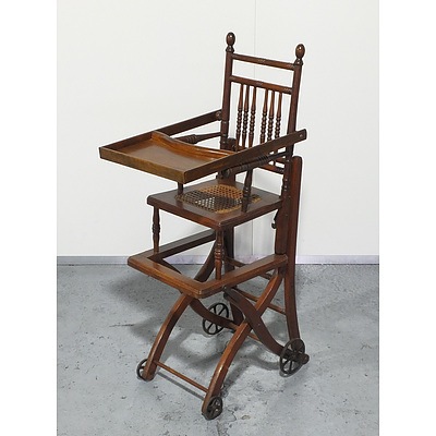 Antique Metamorphic High Chair/Pram