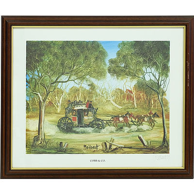 Pro Hart (1928-2006) Hand Signed Print Cobb & Co