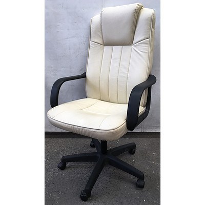 White Faux Leather Office Chair
