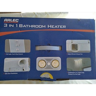 Brand New Arlec 3 in 1 Bathroom Heater,  Combination Heat Lamp, Exhaust Fan, Light