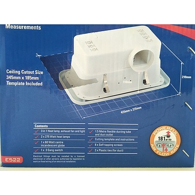 Brand New Arlec 3 in 1 Bathroom Heater,  Combination Heat Lamp, Exhaust Fan, Light