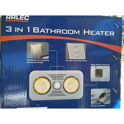 Brand New Arlec 3 in 1 Bathroom Heater,  Combination Heat Lamp, Exhaust Fan, Light