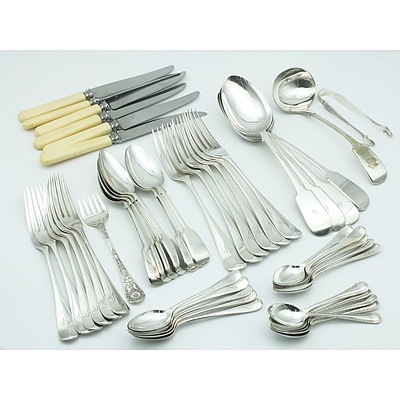 Large Group of Monogrammed and Other Silver Plate Flatware, Including Walker and Hall, Cooper Bros and Sons