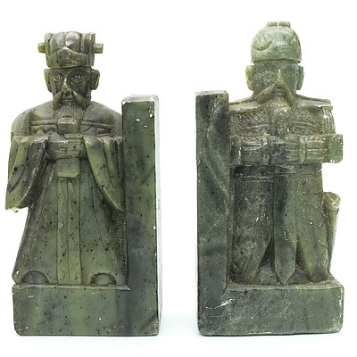 Pair of Carved Soapstone Knight Bookends