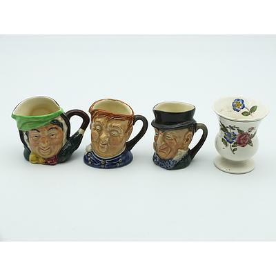 Three Miniature Royal Doulton Toby Jugs Fat Boy, Micawber, Gamp and Another