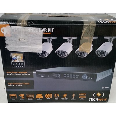Techview 16 Channel DVR Kit w/ 4 High Resolution 650TVL Cameras - RRP: $599.00