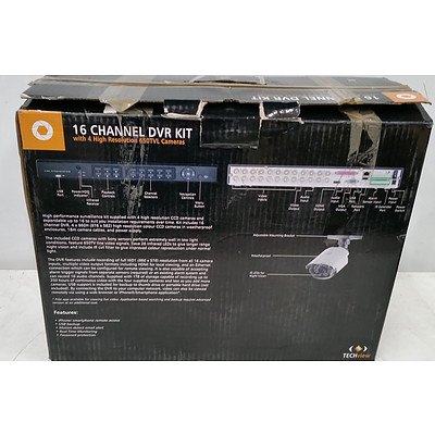 Techview 16 Channel DVR Kit w/ 4 High Resolution 650TVL Cameras - RRP: $599.00