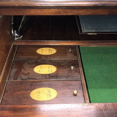 George III Sheraton Inlaid Mahogany Secretaire with a Well Fitted Interior Circa 1800