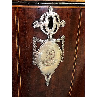 Exceptional Regency Period Sheraton Inlaid Mahogany Sideboard with Integral Knife Boxes Early 19th Century