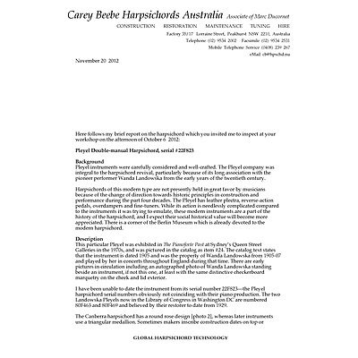 Important Pleyel Double-Manual Harpsichord 1905 Property of Wanda Landowska 1905-7