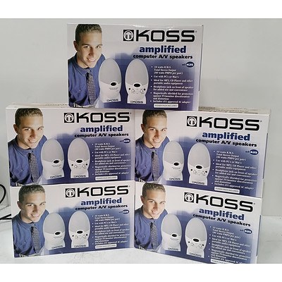 Koss EL425 Amplified Computer AV Speakers - Lot of Five - RRP $500 - Brand New