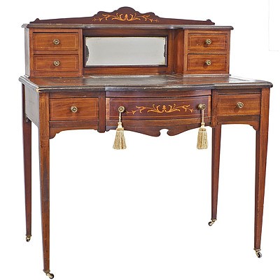 Edwardian Sheraton Revival Inlaid Mahogany Ladies Writing Desk Circa 1910