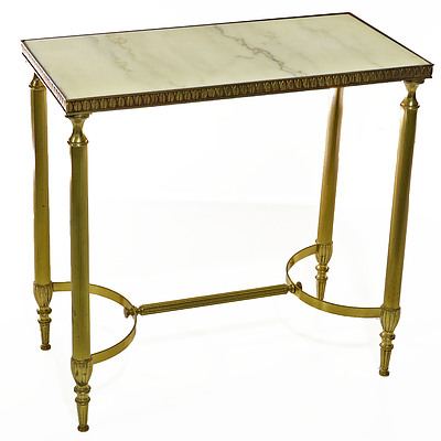 Vintage Hollywood Regency Style Brass and Marble Side Table