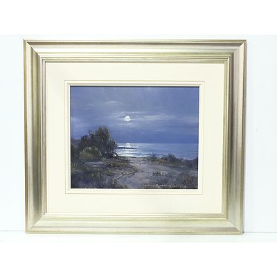 John Sharman (b. 1939) A South Coast Moonrise Oil on Board