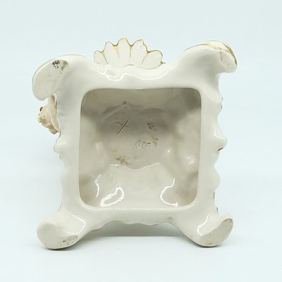 Continental Hand Painted Floral and Gilt Porcelain Candlestick with Cherub