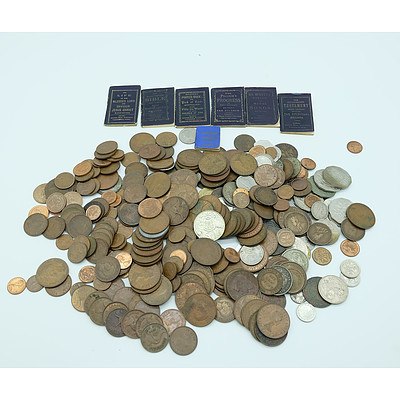 Large Group of Australian and Foreign Coins Including Pennies, A 1966 Round 50c Coin and More
