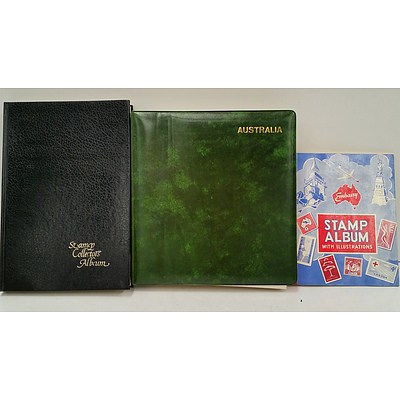 Three Stamp Albums with Stamps from Various Countries