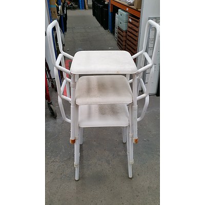 Three Mobility Walkers with Three Shower Chairs