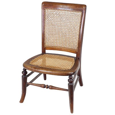 Caned Victorian Walnut Low Chair