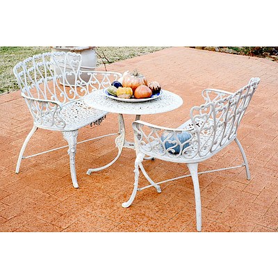 Vintage Cast Metal Alloy Outdoor Setting