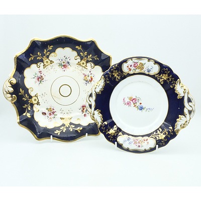Two Early Victorian Hand Painted and Gilded Porcelain Plates