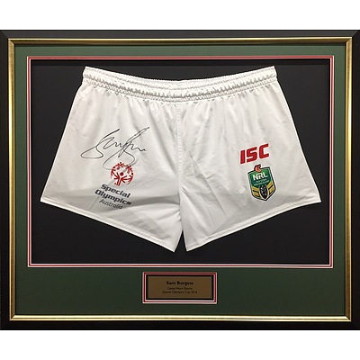 Framed Sam Burgess Game Worn Shorts	