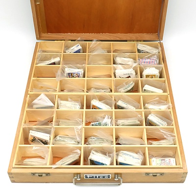 Forty Australian Fine Used Stamp Packs in Filco Timber Case