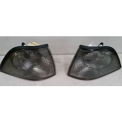 BMW E36 2 Door  Left & Right Front Light Light Grey Indicator Lenses -2 Pair