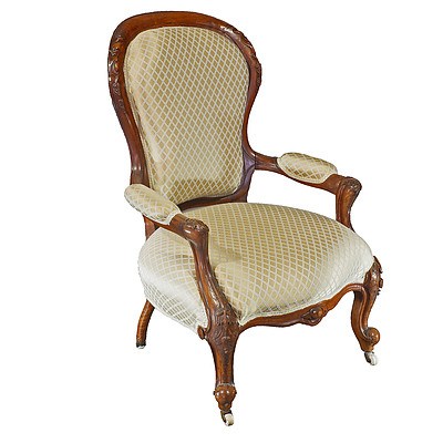 Victorian Walnut Salon Chair Circa 1880
