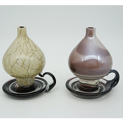 Two Danube Art Glass Oil Lamps