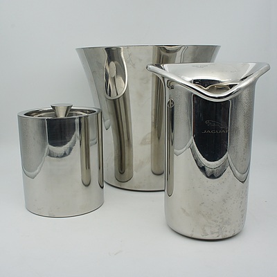 Mepra Stainless Steel and Jaguar Chrome Plated Wine Coolers and Avant Garde Ice Bucket