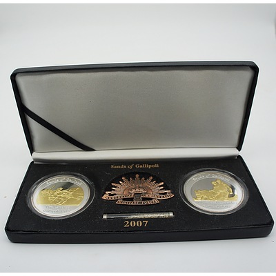 The Spirit Collection Sands of Gallipoli - The Landing and Simpson and His Donkey Medallions