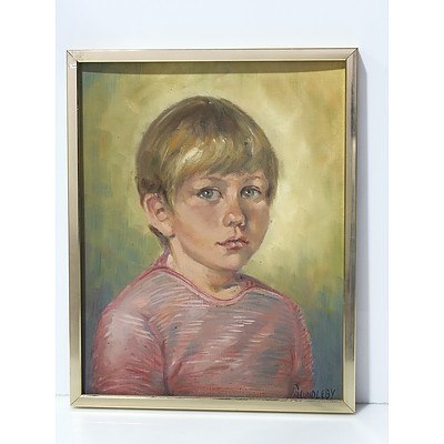 Cynthia Hundleby (1936 -) Portrait of a Boy Oil on Board