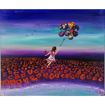 Two Whimsical Acrylic on Canvas Including C Clarke