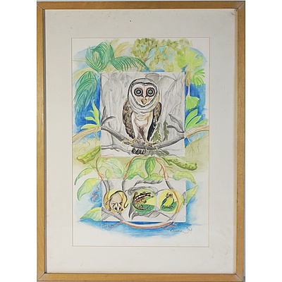 Quinn The Little Sooty Owl at Lunch Mixed Media