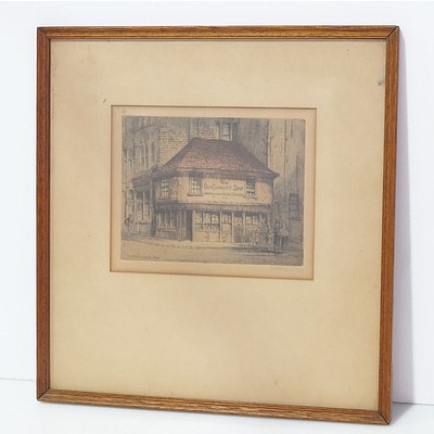 J Alphege Brewer (1881-1946) The Old Curiosity Shop Colour Etching