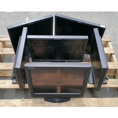 Lenovo & IBM 17-Inch and 19-Inch LCD Monitors - Assorted Lot of Six