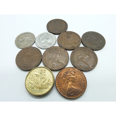 Group of Australian Coins Including 2 Cent Coins and More