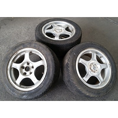 Set of 4 Speedy Wheels 15inch Rims with Dunlop Tyres