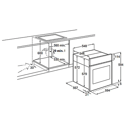 AEG 60cm Built-In Oven Retractable Controls 8-Functions S/S = RRP=$475.00