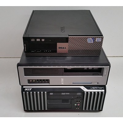Acer & Dell Core 2 Duo CPU Computers - Lot of Three