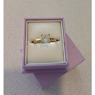 2.00 Carat Princess Solitaire Diamond Ring with an 18ct yellow gold and white gold band. 