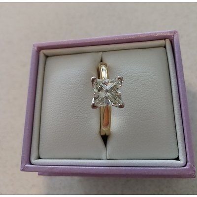 2.00 Carat Princess Solitaire Diamond Ring with an 18ct yellow gold and white gold band. 