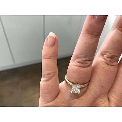 2.00 Carat Princess Solitaire Diamond Ring with an 18ct yellow gold and white gold band. 